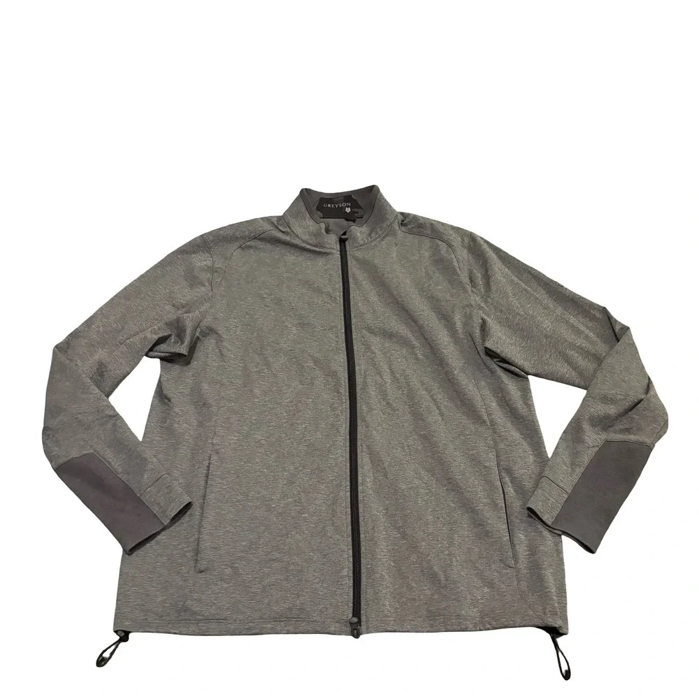Greyson‎ Mens Full Zip Golf Jacket XL Heather Grey Old Overton Logo Performance
